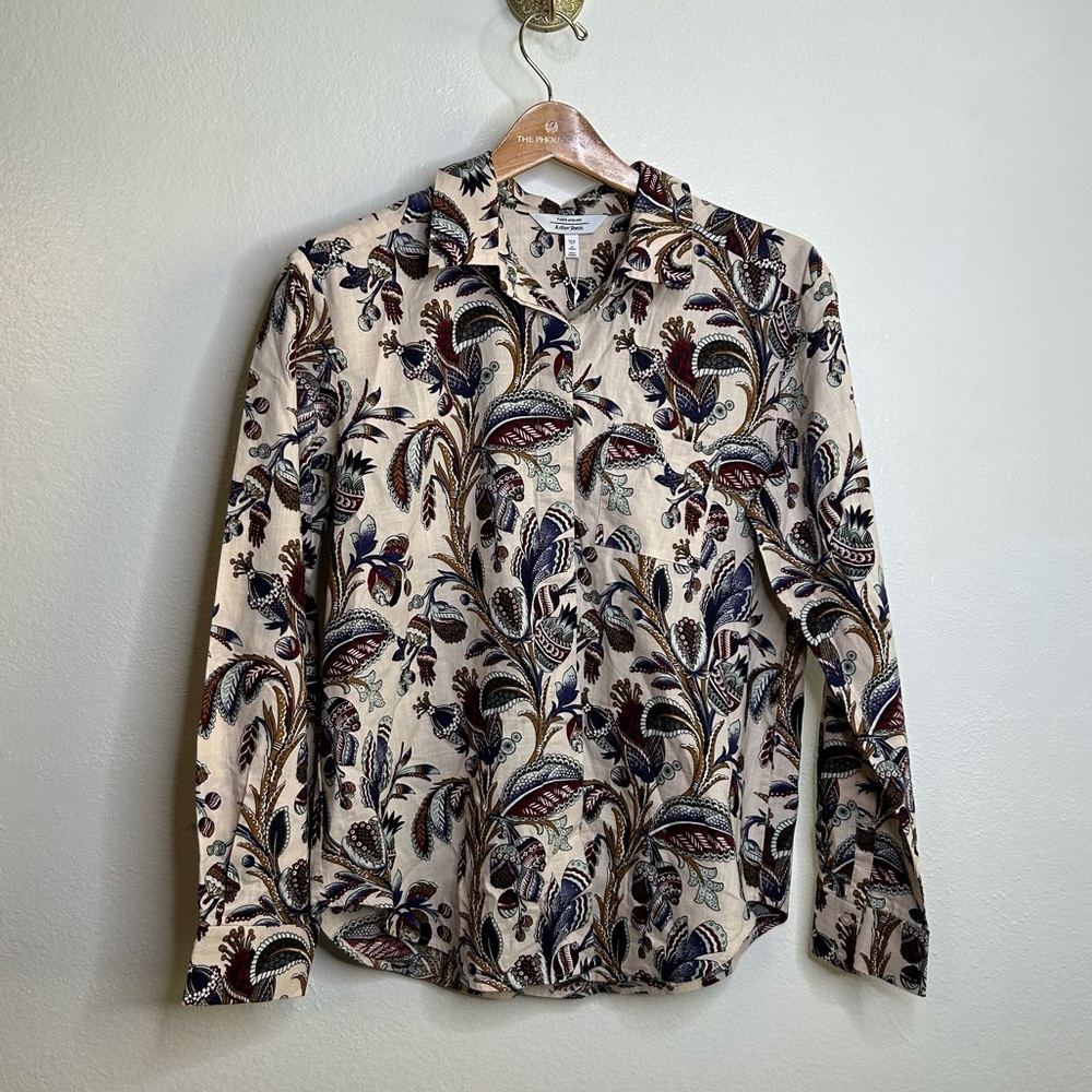 NWT & Other Stories Neutral Crinkle Cotton Button Down Shirt 6